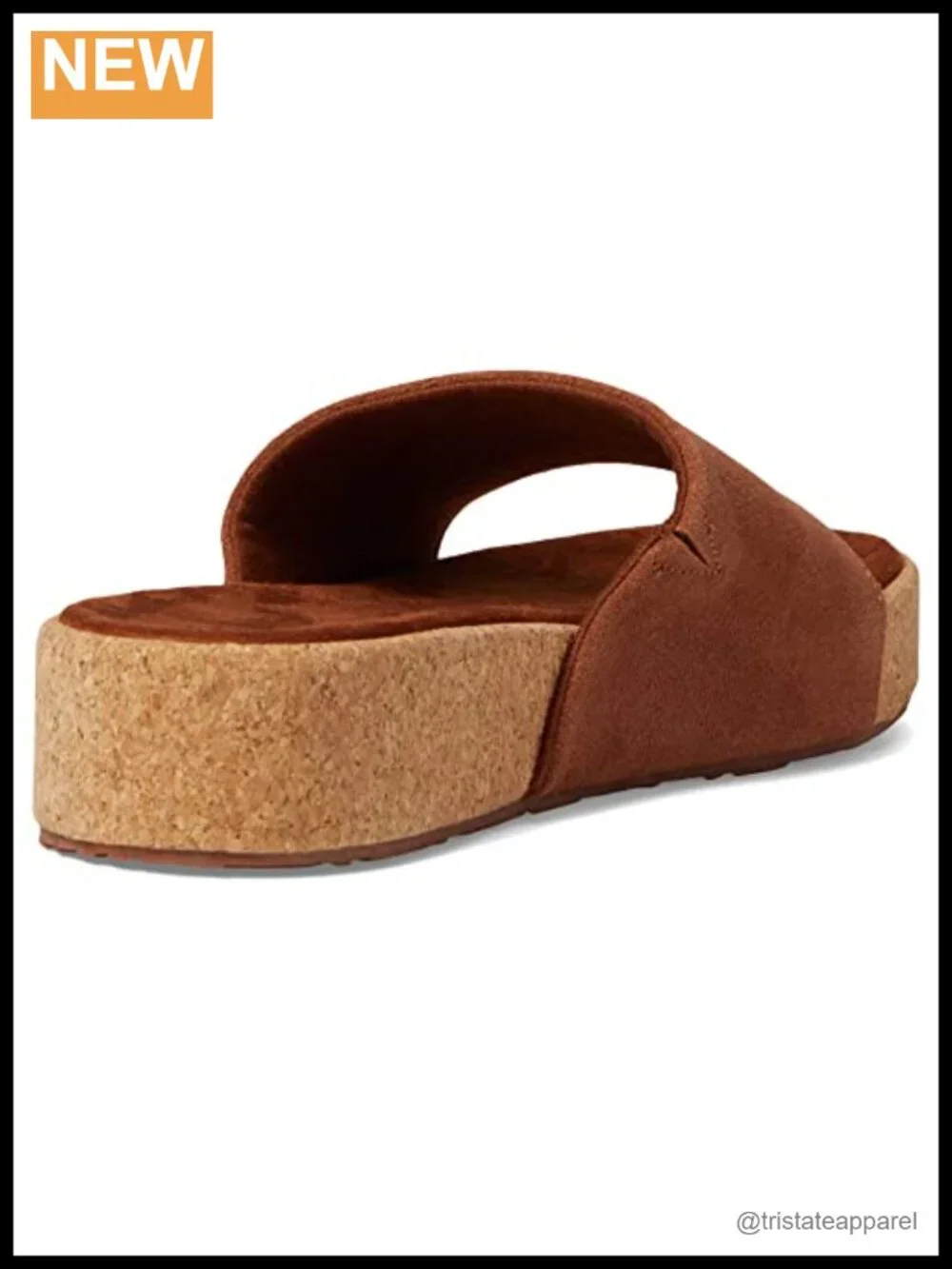Wedge Platform Slide Sandal Faux Suede Cork Midsole Casual
